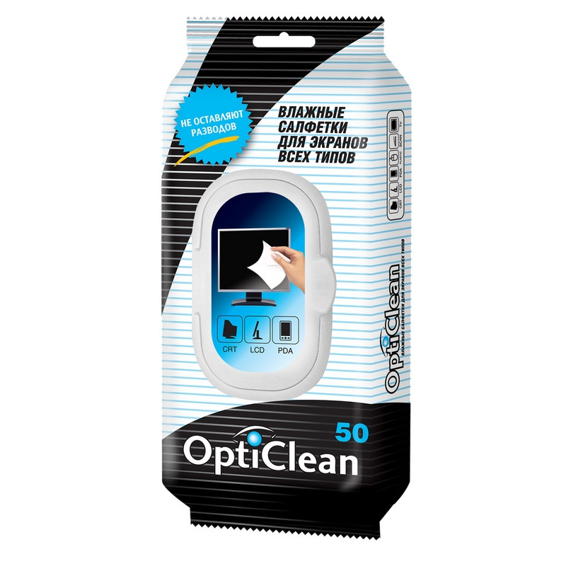 Салфетки влажные OptiClean 50шт. д/экранов***