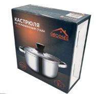 Кастрюля 3л. Нерж.д/всех плит стекл. крышка. 260201