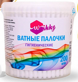 Ватные палочки Wikky 200шт. банка (48)