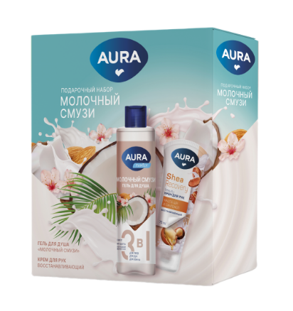 ПН/ЖЕН. AURA Молочный смузи (гель д/душа 250 мл + крем 75мл.) (12)