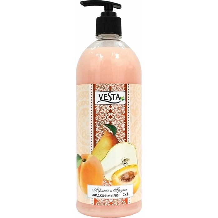 Мыло жидк. Vesta 1л. 2*1 Абрикос и груша Дозатор
