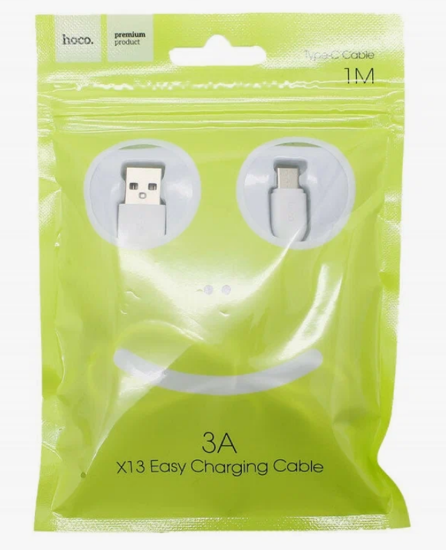 Кабель USB Type-C 1м 2,4А белый X13 HOCO