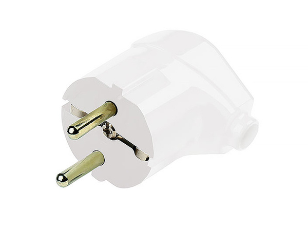 Вилка SmartBuy 16А 250В (АБС-пластик, угловая, белая, земля) SBE-16-P02-w (50/600)