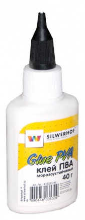 Клей ПВА 40гр. Silwerhof морозоустойчивый, пласт.флакон