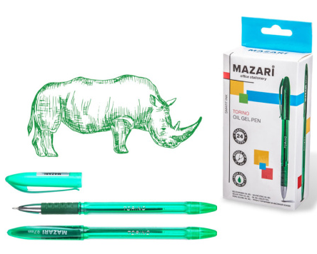 Ручка шар. масл. ЗЕЛЕНАЯ Mazari TORINO Smart Ink 0,7мм. (уп.24)