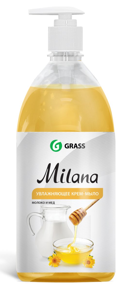 Мыло жидк. Grass 1л. Milana Молоко и мед ДОЗАТОР (6)