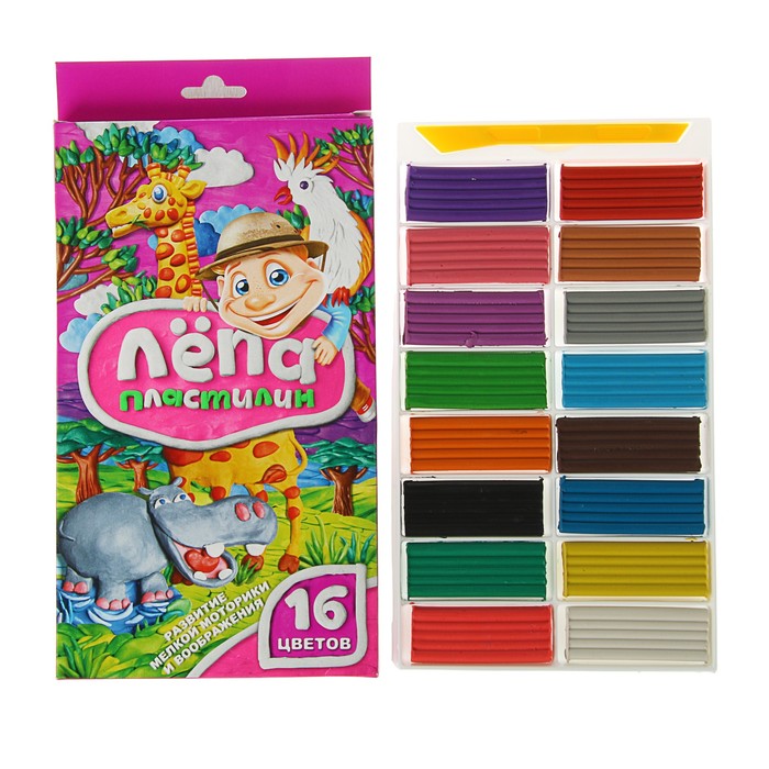 Пластилин 16цв. Глобус 320гр. Лепа