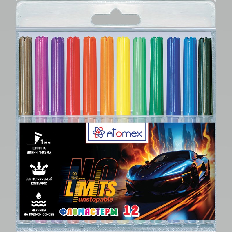 Фломастеры 12цв Attomex No limits вент.колп. (24)