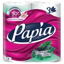 Туалетная бумага PAPIA 3сл. 4рул. Тропическая экзотика (14)