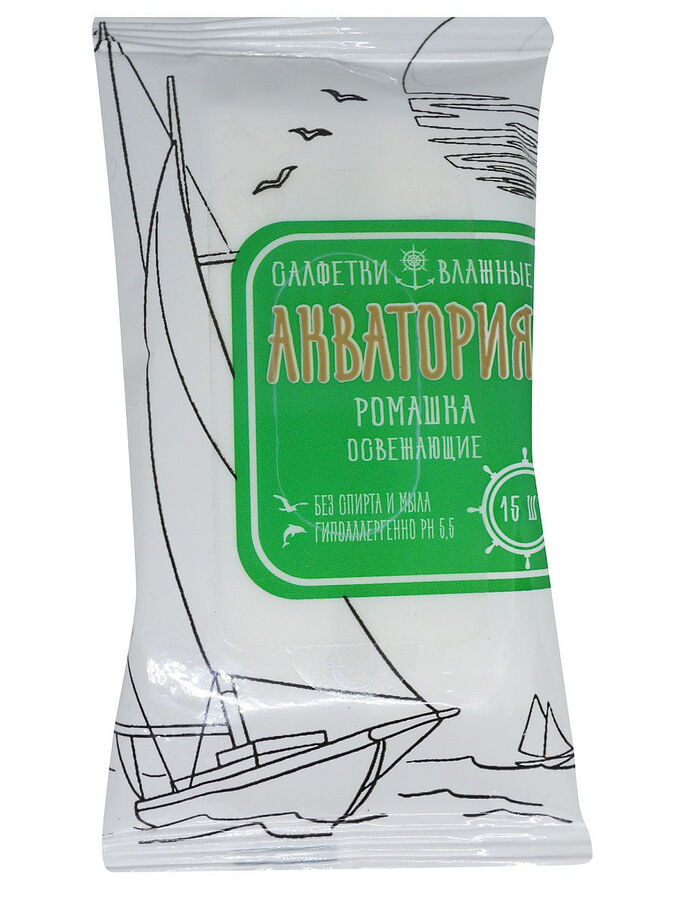 Салфетки влажные 15шт. Акватория Ромашка (120)