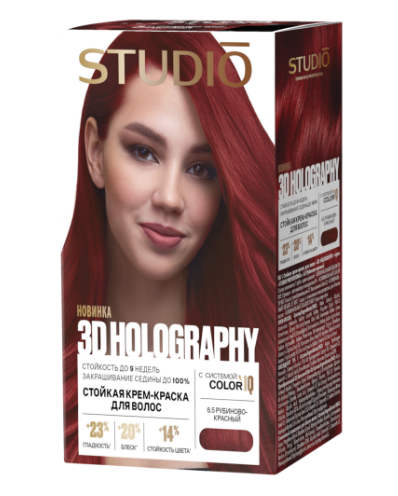 Краска д/волос Studio 3D Color`IQ 6.5 Рубиново-красный (6)