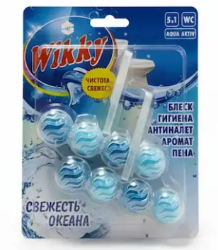 Освежитель для унитаза Wikky 2*4шт. шарики Свежесть океана (72)