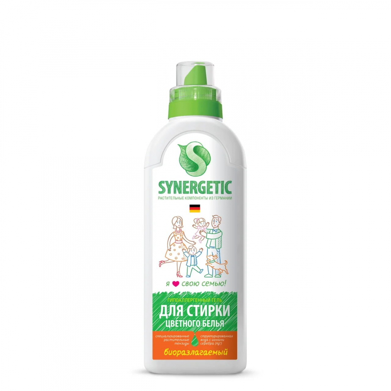 Стир.гель Synergetic 750мл. для цветного белья (12)