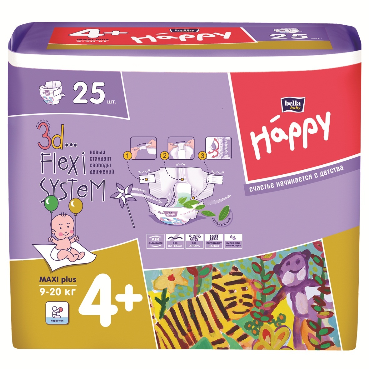 Подгузн. Белла беби хэппи --4+- 25шт. 9-20кг. макси плюс
