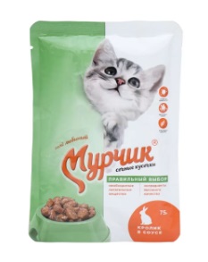 Корм д/кошек Мурчик жидкий 75г. с кроликом (уп.35)