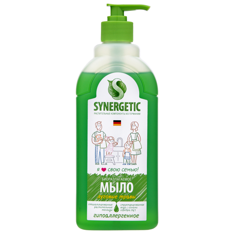 Мыло жидк. Synergetic 500мл. Луговые травы Гипоаллергенное
