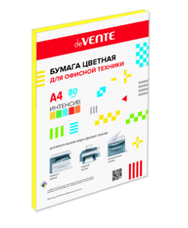 Бумага А4 цветная deVente 20л. желтый интенсив (40)