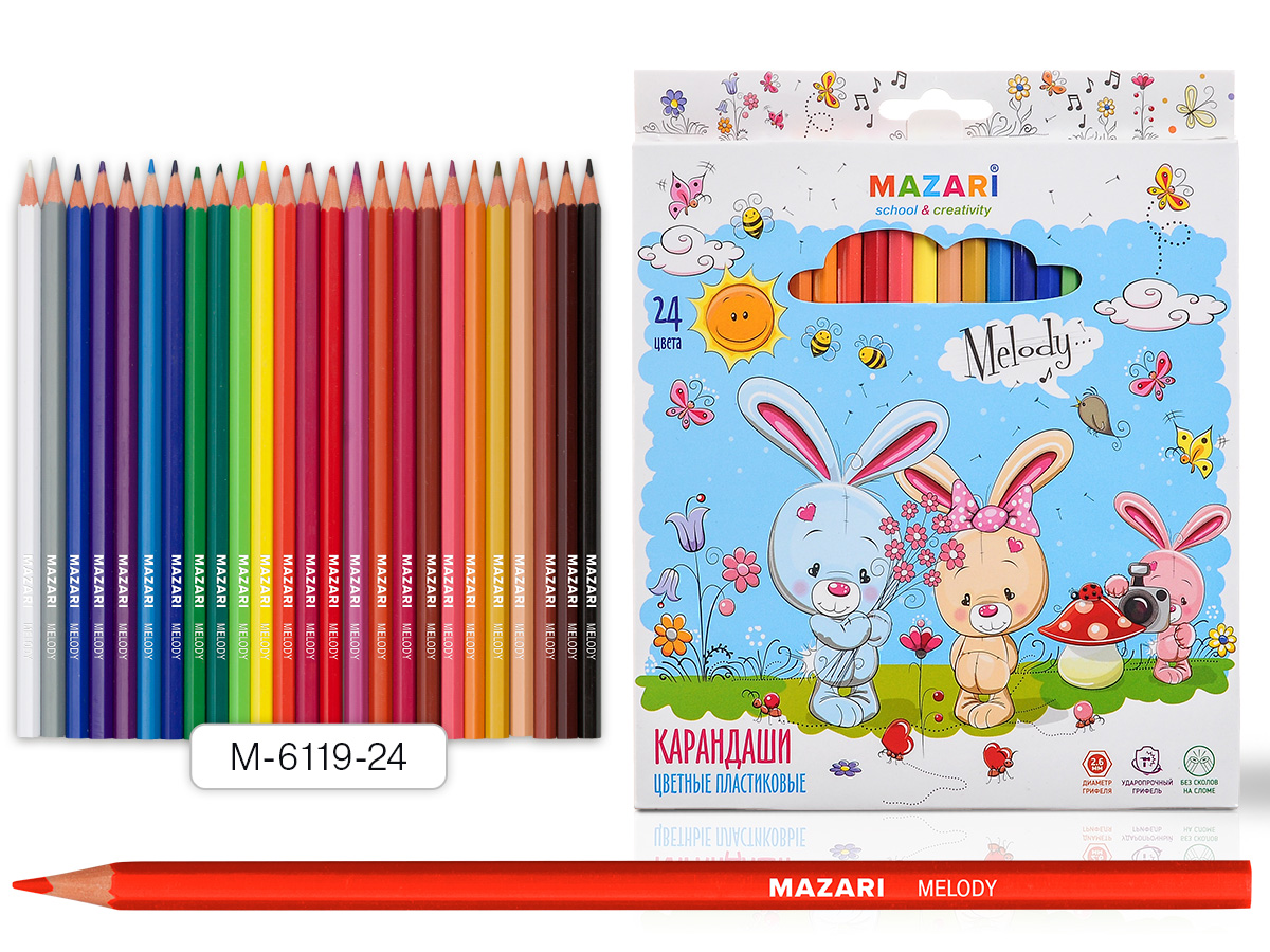 Набор цв. карандашей 24цв. Mazari Melody