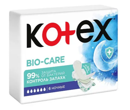 Прокладки Kotex Bio-care Ночь 6шт. (10)