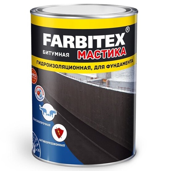 Мастика FARBITEX Битумно-гидроизоляционная 2кг. (6)