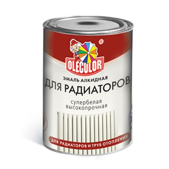 Эмаль д/радиаторов алкидная OLECOLOR БЕЛАЯ 0,9кг. (14)
