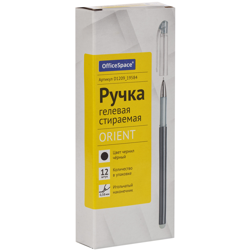 Ручка пишет/стирает ЧЕРНАЯ OfficeSpace Orient (уп.12)