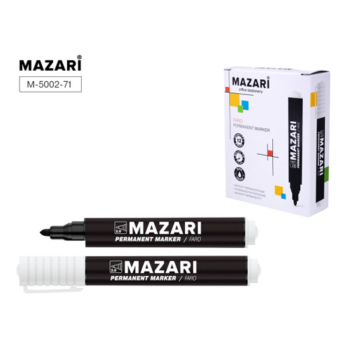 Маркер черный перм. Mazari FARO 2мм.(уп.12)