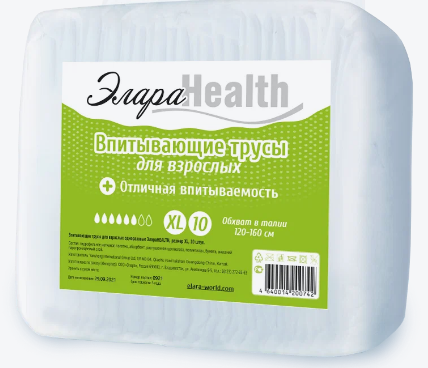 Подгузн. ЭлараHEALTH XL 10шт. Трусы впитывающие 0742