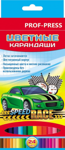 Набор цв. карандашей 24цв. ПрофПресс Крутое Авто