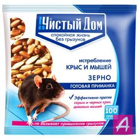 Приманка от грызунов Чистый дом зерно 100гр. пакет 03-016 (50) 03-016/h1853