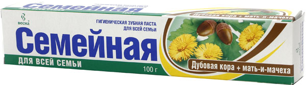 Зубн.паста Весна 100г. Семейная Кора дуба и мать-и-мачеха в футляре 1811