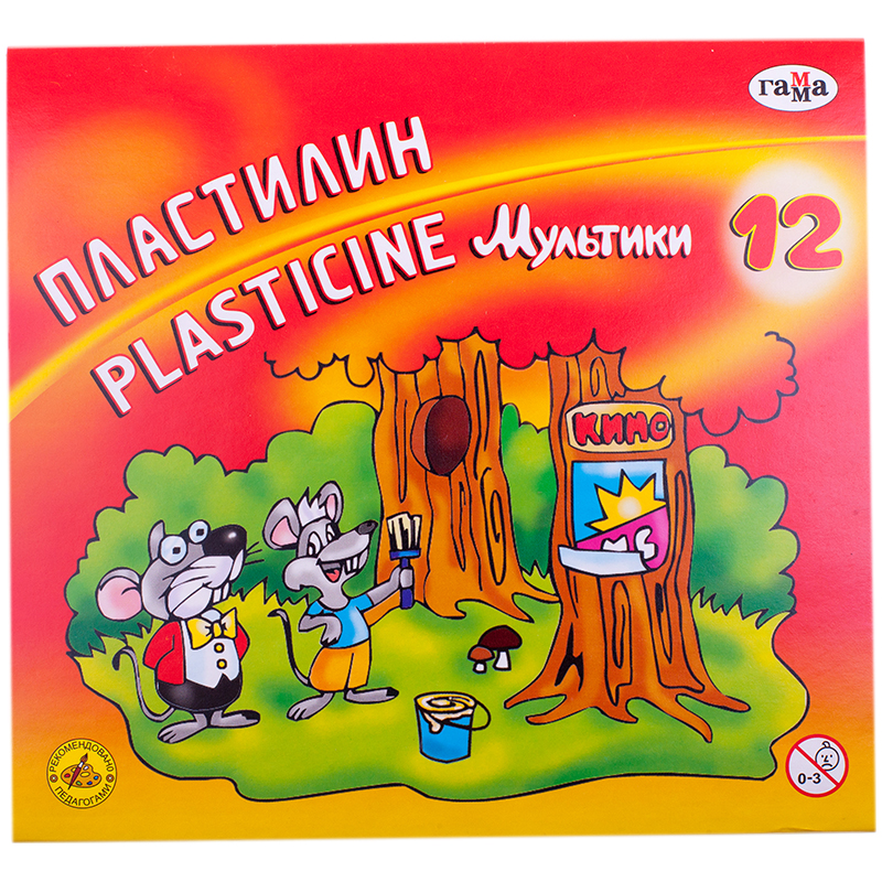 Пластилин 12цв. Гамма Мультики 240гр.