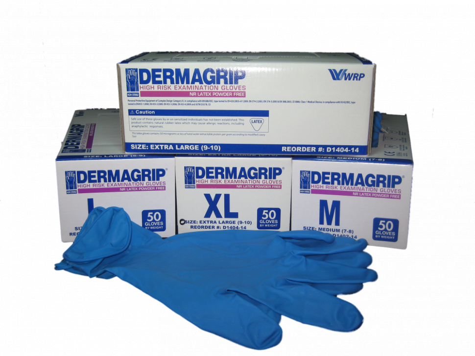Перчатки Латексные DERMAGRIP прочные L (уп.25/250пар.)