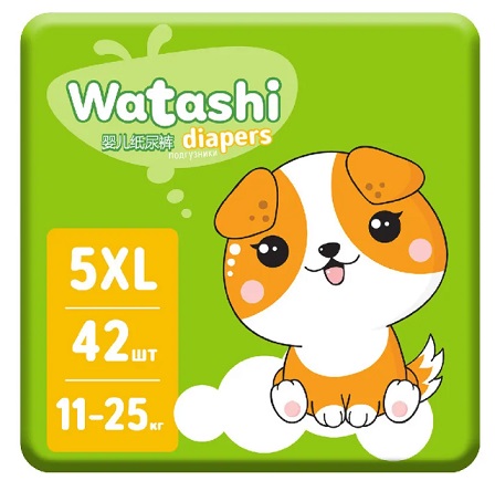 Подгузн. WATASHI --5-- 11-25кг. 42шт. Макси