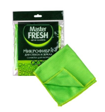 Салфетка микрофибра Master FRESH 30*30см. для стекол и зеркал (уп.50)