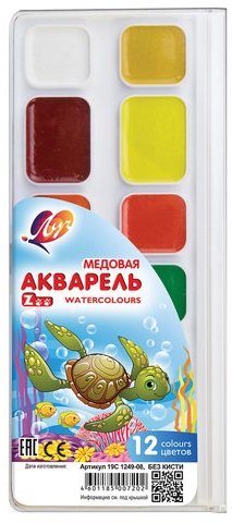 Краски акварель 12цв. Луч Медовая б/кист. п/к ZOO