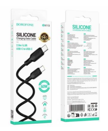 Кабель Type-C Type-C 2м 3A 60W черный BX113 Borofone