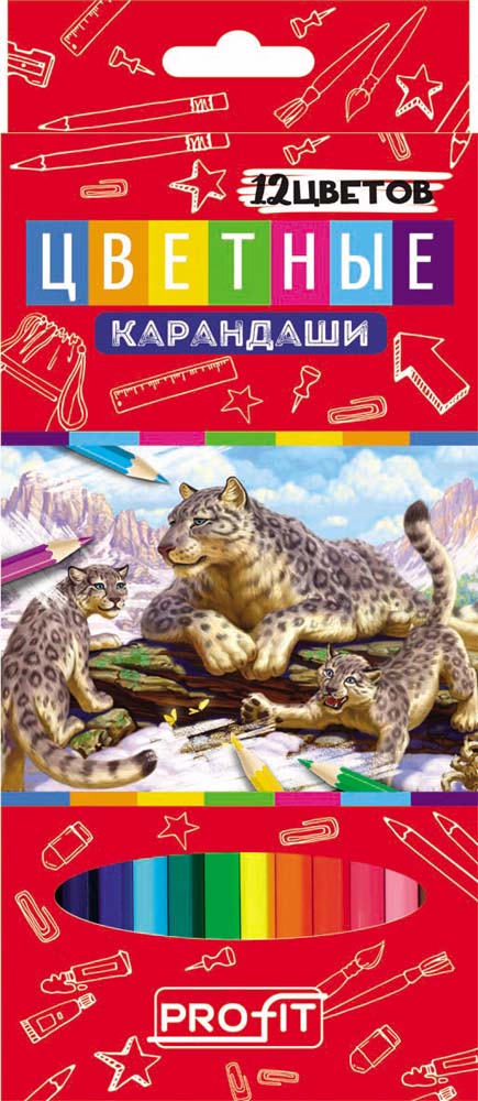 Набор цв. карандашей 12цв. TM "Profit" Животные