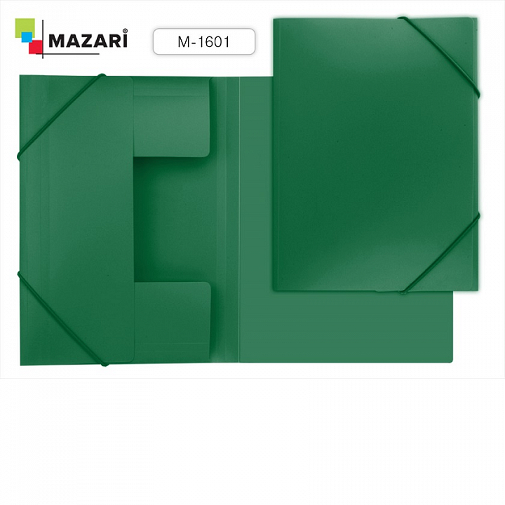 Папка на резинке А4 0.5мм, Mazari зеленая (40)