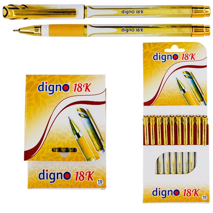 Ручка шар. масл. СИНЯЯ Digno белый 18K 0.7мм. (уп.10)