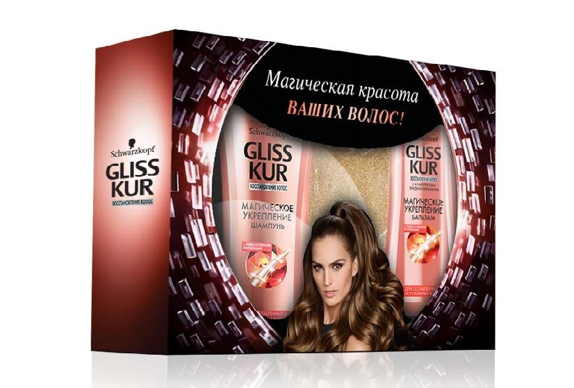 ПН/ЖЕН. Gliss Kur Магическое укрепление (шампунь+бальзам+косметичка)