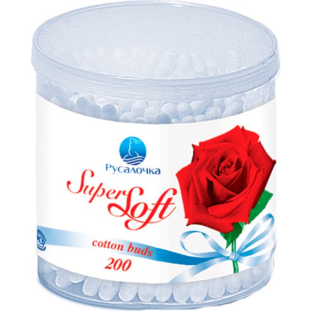 Ватные палочки Super Soft 200шт. Русалочка круг.уп.070161 (36)