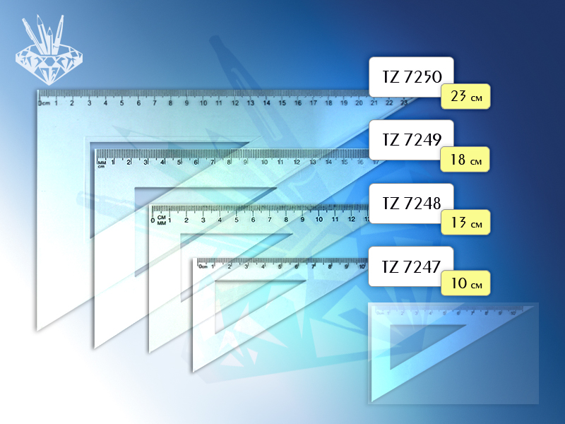 Линейка угольник пласт. прозр, 18см, 30°х60°х90° Tukzar (уп.30шт.)