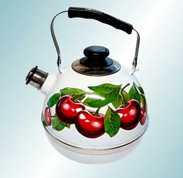 Чайник 3,5л. нерж. подвиж. ручка белый / вишневый сад