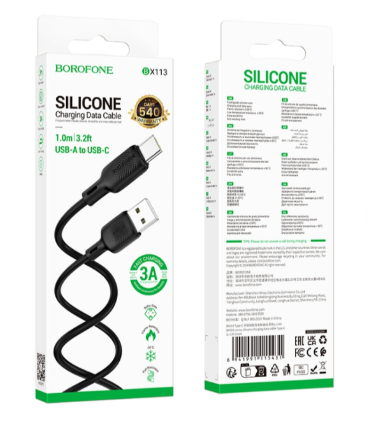 Кабель USB Type-C 1м 3А черный BX113 Borofone