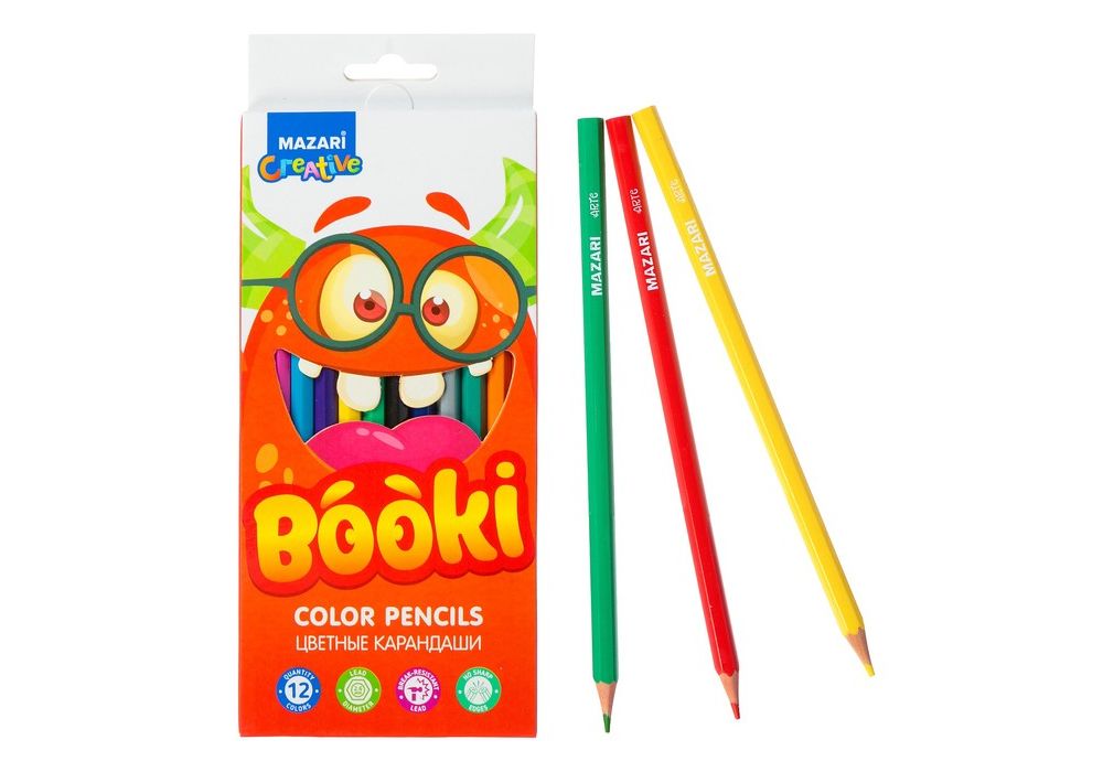 Набор цв. карандашей 12цв. Mazari Booki