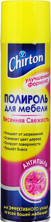 Ср-во Chirton 300мл. полироль для мебели Антипыль Весенняя свежесть**