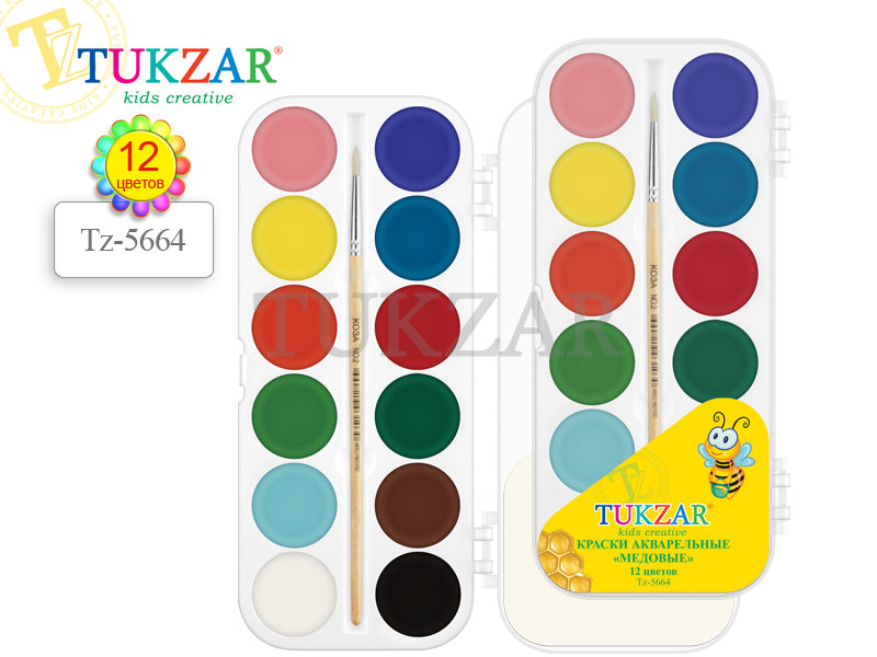 Краски акварель 12цв. Tukzar медовые