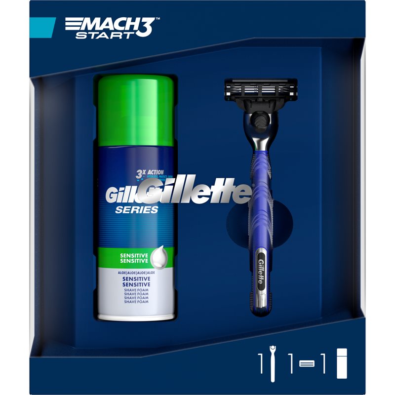 ПН/МУЖ. Gillette Mach 3 (станок Mach3 + ПЕНА д/б SensSkin100мл.)