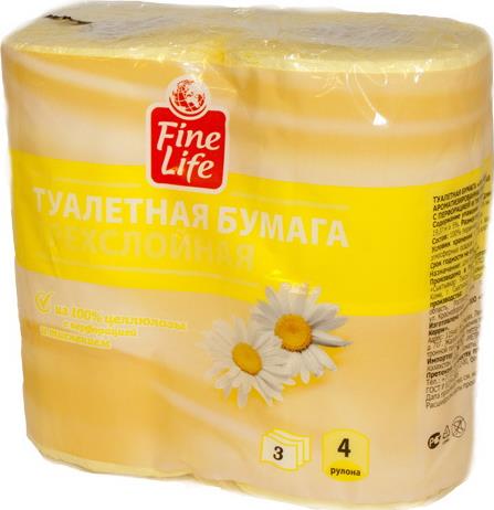 Туалетная бумага FINE LIFE 4рул. Ромашка